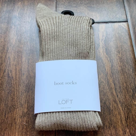 LOFT Light Brown Metallic Boot Socks New With Tag - Picture 9 of 9